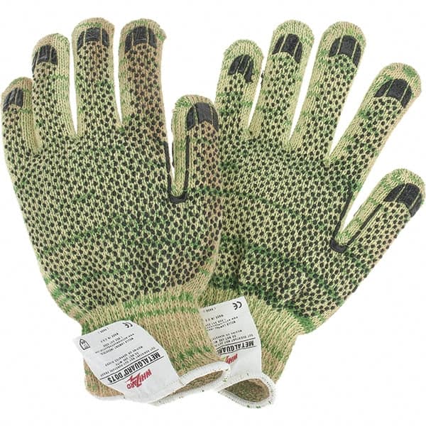 Whizard - Size L, ANSI Cut Lvl A6, Cut Resistant Gloves - Palm & Fingertips Coated, Yellow/Green - Makers Industrial Supply