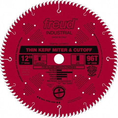 Freud - 12" Diam, 1" Arbor Hole Diam, 96 Tooth Wet & Dry Cut Saw Blade - Carbide-Tipped, Standard Round Arbor - Makers Industrial Supply