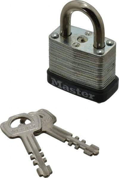 Master Lock - 1/2" Shackle Clearance, Keyed Alike Warded Cylinder Padlock - 3/16" Shackle Diam, Steel - Makers Industrial Supply