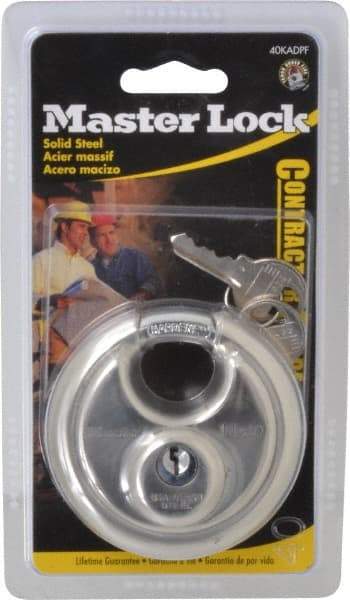 Master Lock - 3/4" Shackle Clearance, Keyed Alike Shielded Shackle Disk Lock Padlock - 3/8" Shackle Diam, Stainless Steel - Makers Industrial Supply