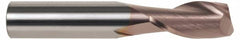 SGS - 1/2", 1" LOC, 1/2" Shank Diam, 3" OAL, 2 Flute, Solid Carbide Square End Mill - Single End, TiCN Finish, Spiral Flute, 30° Helix, Centercutting, Right Hand Cut, Right Hand Flute, Series 10B - Makers Industrial Supply