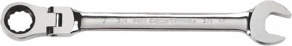 GearWrench - 9/16" 12 Point Flexhead Combination Wrench - Chrome Vanadium Steel, Full Polish Finish - Makers Industrial Supply