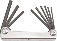 Bondhus - 9 Piece Fold-Up Hex Key Set - Hex Range 5/64 to 1/4", 6.63" OAL, Protanium High Torque Steel - Makers Industrial Supply