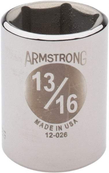 Armstrong - 13/16", 1/2" Drive, Standard Hand Socket - 6 Points, 1-29/64" OAL - Makers Industrial Supply