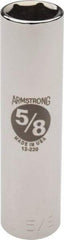 Armstrong - 5/8", 1/2" Drive, Deep Hand Socket - 6 Points, 3-13/64" OAL, Chrome Finish - Makers Industrial Supply