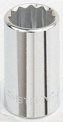 Armstrong - 1/2" Drive, Standard Hand Socket - 12 Points, 1-15/32" OAL, Chrome Finish - Makers Industrial Supply