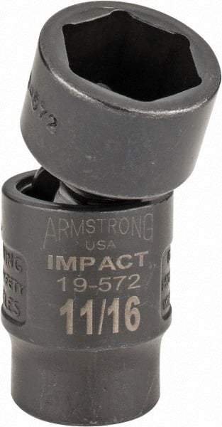 Armstrong - 3/8" Drive 11/16" Standard Universal Impact Socket - 6 Points, 2-11/32" OAL - Makers Industrial Supply