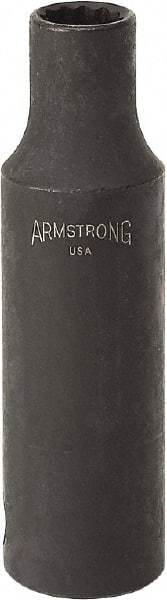 Armstrong - 9/16", 1/2" Drive, Deep Hand Socket - 12 Points, 3-13/64" OAL, Black Finish - Makers Industrial Supply