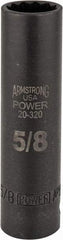 Armstrong - 5/8", 1/2" Drive, Deep Hand Socket - 12 Points, 3-13/64" OAL, Black Finish - Makers Industrial Supply