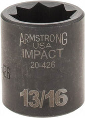 Armstrong - 1/2" Drive 13/16" Standard Impact Socket - 1-1/2" OAL - Makers Industrial Supply