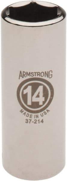 Armstrong - 1/4" Drive, Deep Hand Socket - 6 Points, 1-15/16" OAL, Chrome Finish - Makers Industrial Supply