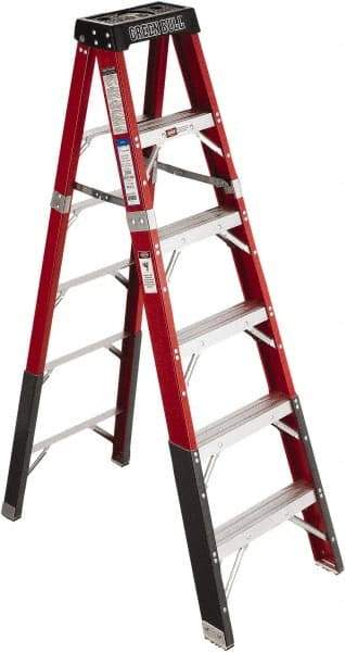 Werner - 10 Steps, 10' High, Type IAA Rating, Fiberglass Step Ladder - 500 Lb Load Capacity, 28-1/2" Base Width - Makers Industrial Supply