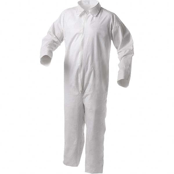 KleenGuard - Size L Film Laminate General Purpose Coveralls - White, Zipper Closure, Serged Seams - Makers Industrial Supply