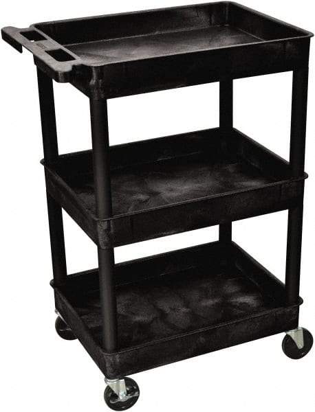 Luxor - 300 Lb Capacity, 24" Wide x 18" Long x 38" High Shelf Cart - 3 Shelf, Plastic - Makers Industrial Supply