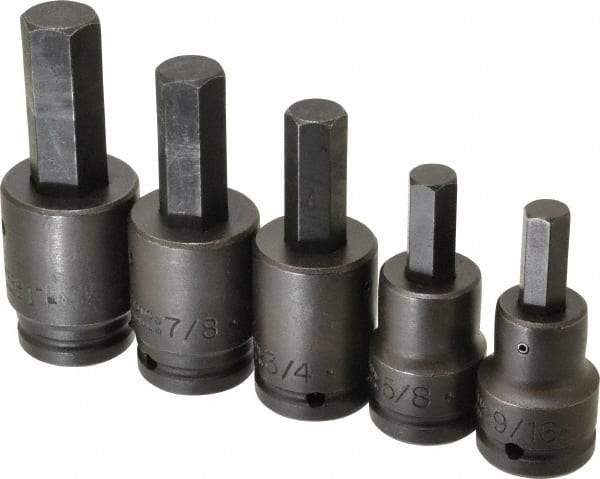 Proto - 5 Piece 3/4" Drive Inch Impact Hex Bit Socket Set - 9/16 to 1" Hex - Makers Industrial Supply