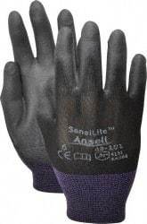 Ansell - Size XS (6) Polyurethane Coated Nylon General Protection Work Gloves - For General Purpose, Palm & Fingers Coated, Knit Wrist Cuff, Full Fingered, Black, Paired - Makers Industrial Supply