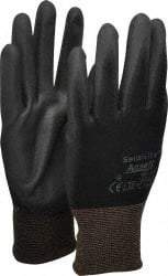 Ansell - Size L (9) Polyurethane Coated Nylon General Protection Work Gloves - For General Purpose, Palm & Fingers Coated, Knit Wrist Cuff, Full Fingered, Black, Paired - Makers Industrial Supply