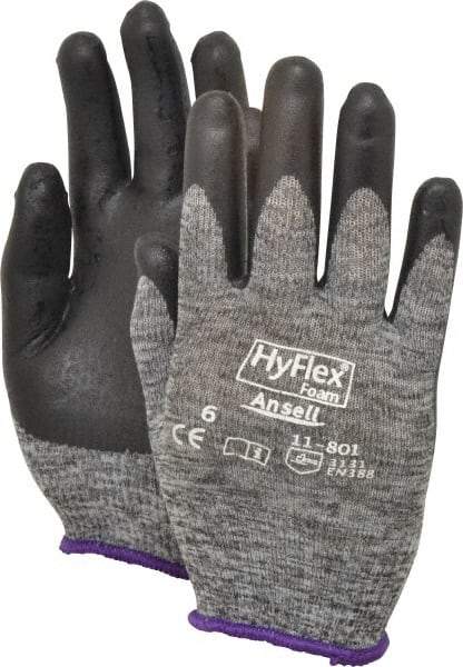 Ansell - Size XS (6) Nitrile Coated Nylon General Protection Work Gloves - For General Purpose, Palm & Fingers Coated, Knit Wrist Cuff, Full Fingered, Dark Gray/Black, Paired - Makers Industrial Supply