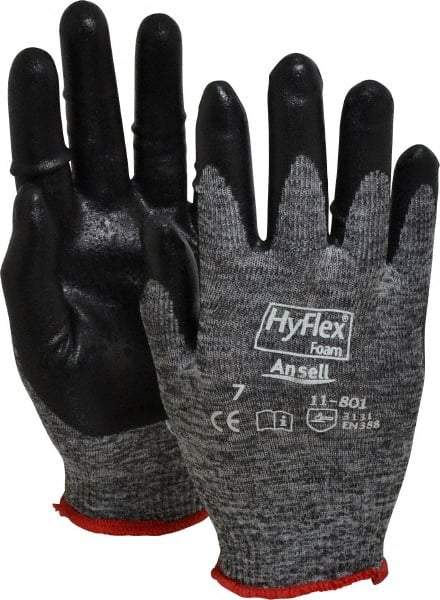 Ansell - Size S (7) Nitrile Coated Nylon General Protection Work Gloves - For General Purpose, Palm & Fingers Coated, Knit Wrist Cuff, Full Fingered, Dark Gray/Black, Paired - Makers Industrial Supply