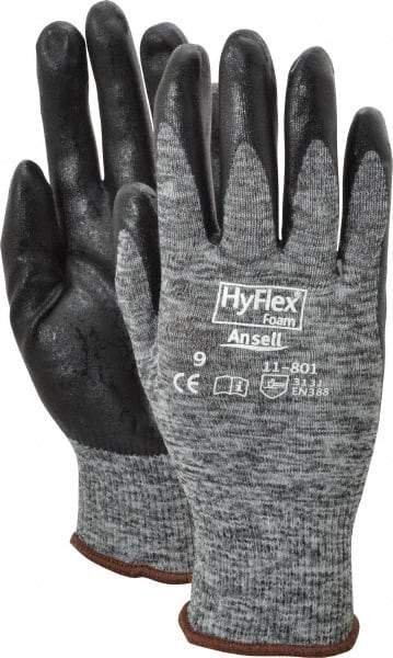 Ansell - Size L (9) Nitrile Coated Nylon General Protection Work Gloves - For General Purpose, Palm & Fingers Coated, Knit Wrist Cuff, Full Fingered, Dark Gray/Black, Paired - Makers Industrial Supply