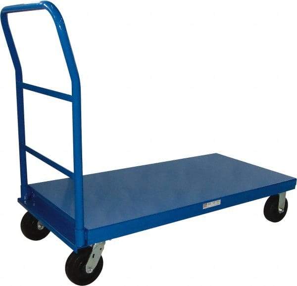 PRO-SOURCE - 1,200 Lb Capacity Steel Platform Truck - Steel Deck, 24" OAW, Polyurethane Casters - Makers Industrial Supply