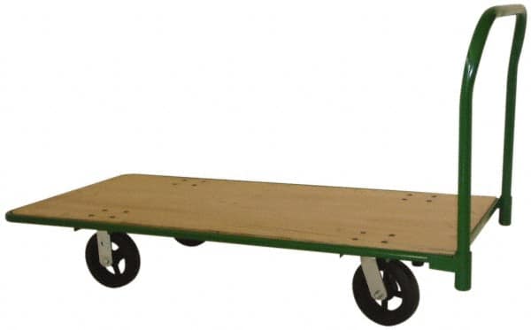 PRO-SOURCE - 2,000 Lb Capacity Hardwood/Steel Platform Truck - Hardwood Deck, 30" OAW, Rubber Casters - Makers Industrial Supply