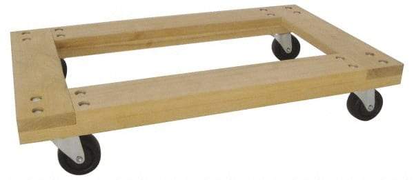 PRO-SOURCE - 1,000 Lb Capacity Hardwood/Rubber Flush Open Dolly - 30" Long x 18" Wide, 3" Wheels - Makers Industrial Supply