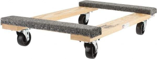 PRO-SOURCE - 900 Lb Capacity Hardwood Furniture Dolly - 30" Long x 18" Wide x 4-1/2" High, 3" Wheels - Makers Industrial Supply