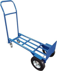 PRO-SOURCE - 1,000 Lb Capacity 53" OAH Convertible Hand Truck - 8 x 14" Base Plate, Swept Back Handle, Steel, Semi-Pneumatic Wheels - Makers Industrial Supply