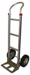 PRO-SOURCE - 500 Lb Capacity 52" OAH Hand Truck - 7-1/2 x 14" Base Plate, Continuous Swept Back Handle, Aluminum, Semi-Pneumatic Wheels - Makers Industrial Supply