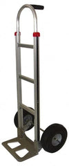 PRO-SOURCE - 500 Lb Capacity 52" OAH Hand Truck - 7-1/2 x 14" Base Plate, Single Grip Handle, Aluminum, Full Pneumatic Wheels - Makers Industrial Supply