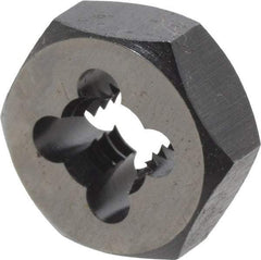 Cle-Line - 1/4-20 UNC Thread, 19/32" Hex, Hex Rethreading Die - Carbon Steel, 1/4" Thick, Series 0650 - Exact Industrial Supply