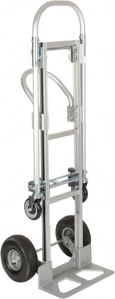 PRO-SOURCE - 800 Lb Capacity 45-1/8" OAH Convertible Hand Truck - 7-1/2 x 18" Base Plate, Loop Handle, Aluminum, Full Pneumatic Wheels - Makers Industrial Supply