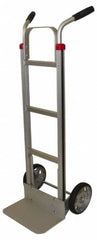 PRO-SOURCE - 600 Lb Capacity 49" OAH Welded Hand Truck - 7-1/2 x 14" Base Plate, High Back Dual Handle, Aluminum, Solid Rubber Wheels - Makers Industrial Supply