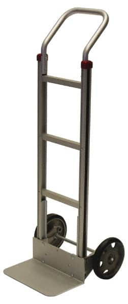 PRO-SOURCE - 600 Lb Capacity 52" OAH Welded Hand Truck - 7-1/2 x 14" Base Plate, Continuous Swept Back Handle, Aluminum, Semi-Pneumatic Wheels - Makers Industrial Supply