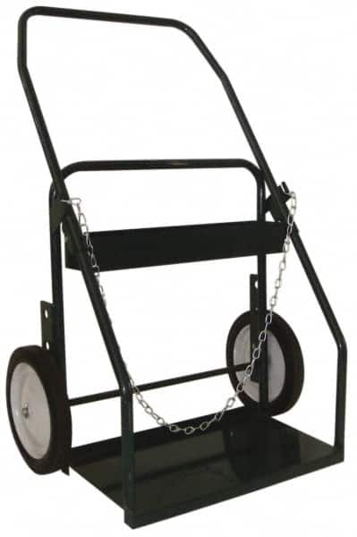 PRO-SOURCE - 500 Lb Capacity 45-1/2" OAH Cylinder Hand Truck - 13 x 24" Base Plate, Swept Back, Continuous Handle, Steel, Semi-Pneumatic Wheels - Makers Industrial Supply