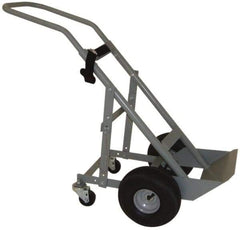 PRO-SOURCE - 500 Lb Capacity 48" OAH Cylinder Hand Truck - 7-1/2 x 14" Base Plate, Swept Back Handle, Steel, Full Pneumatic Wheels - Makers Industrial Supply