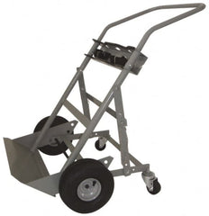 PRO-SOURCE - 500 Lb Capacity 48" OAH Cylinder Hand Truck - 7-1/2 x 14" Base Plate, Swept Back Handle, Steel, Full Pneumatic Wheels - Makers Industrial Supply