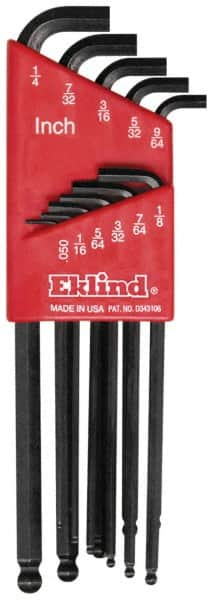 Eklind - 11 Piece L-Key Ball End Hex Key Set - Exact Industrial Supply