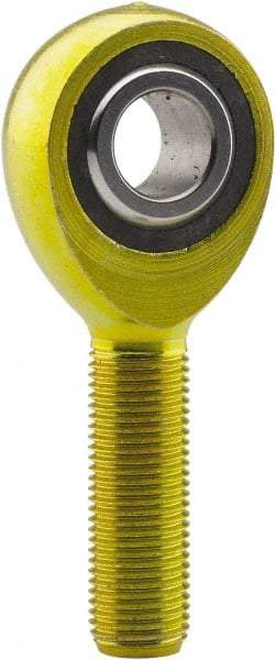 Made in USA - 3/4" ID, 1-3/4" Max OD, 10,937 Lb Max Static Cap, Plain Male Spherical Rod End - 3/4-16 RH, 1-3/4" Shank Length, Carbon Steel with Plastic Raceway - Makers Industrial Supply