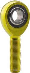 Made in USA - 5/8" ID, 1-1/2" Max OD, 7,400 Lb Max Static Cap, Plain Male Spherical Rod End - 5/8-18 RH, 1-5/8" Shank Length, Carbon Steel with Plastic Raceway - Makers Industrial Supply