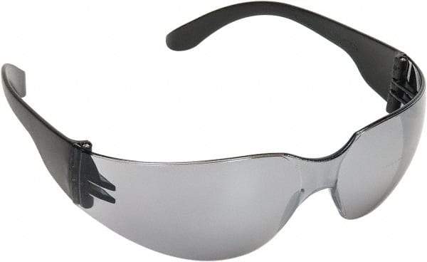 PRO-SAFE - Silver Mirror Lenses, Frameless Safety Glasses - Scratch Resistant, Polycarbonate Frame, Size Universal, Wrap Around - Makers Industrial Supply