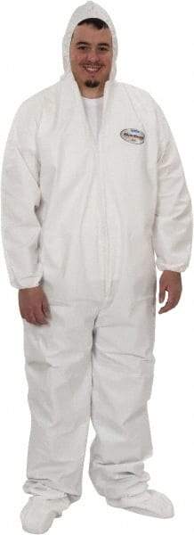 KleenGuard - Size 3XL Film Laminate Chemical Resistant Coveralls - White, Zipper Closure, Open Cuffs, Open Ankles - Makers Industrial Supply