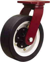 Hamilton - 12" Diam x 4" Wide, Rubber Swivel Caster - 1,200 Lb Capacity, Top Plate Mount, 6-1/8" x 7-1/2" Plate, Tapered Roller Bearing - Makers Industrial Supply