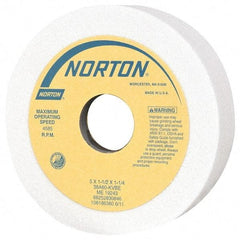 Norton - 5" Diam, 1-1/4" Hole Size, 1-1/2" Overall Thickness, 60 Grit, Type 6 Tool & Cutter Grinding Wheel - Medium Grade, Aluminum Oxide, K Hardness, Vitrified Bond, 4,585 RPM - Makers Industrial Supply