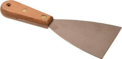 Ampco - 3-1/2" Wide Nickel Copper Putty Knife - Stiff, Wood Handle, 8-1/2" OAL - Makers Industrial Supply