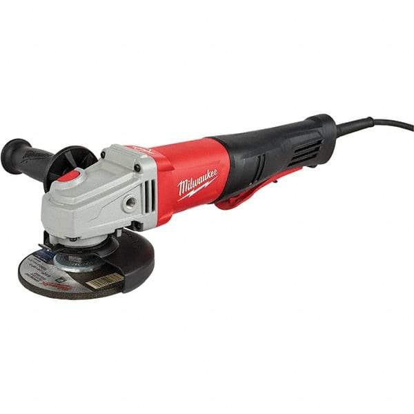 Milwaukee Tool - 5" Wheel Diam, 12,000 RPM, Corded Angle & Disc Grinder - 5/8-11 Spindle, 120 Volts, 11 Amps, Front Exhaust - Makers Industrial Supply