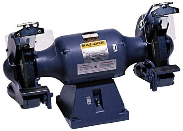 Baldor - 8" Wheel Diam x 1" Wheel Width, 3/4 hp Grinder - 3/4" Arbor Hole Diam, 3 Phase, 3,600 Max RPM, 208/230/460 Volts - Makers Industrial Supply