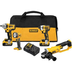 DeWALT - 20 Volt Cordless Tool Combination Kit - Includes Impact Wrench; Impact Driver; Cut-Off Tool; Handheld Light, Lithium-Ion Battery Included - Makers Industrial Supply