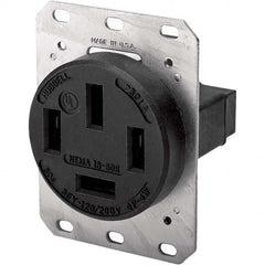 Hubbell Wiring Device-Kellems - 120/208 VAC 60A NEMA 18-60R Industrial Grade Black Straight Blade Single Receptacle - Makers Industrial Supply